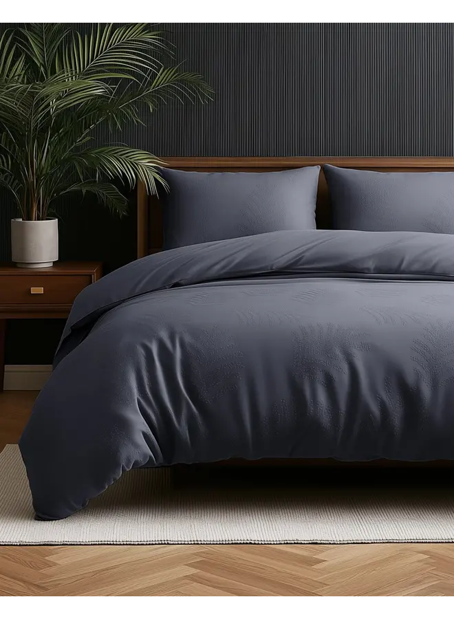 Sleeptime Dekbedovertrek Leaves 3D Antraciet - Microvezel