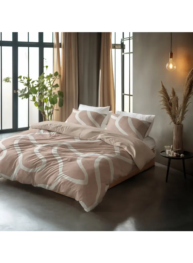 Sleeptime Dekbedovertrek Clay Contours Perzikbruin - Katoen