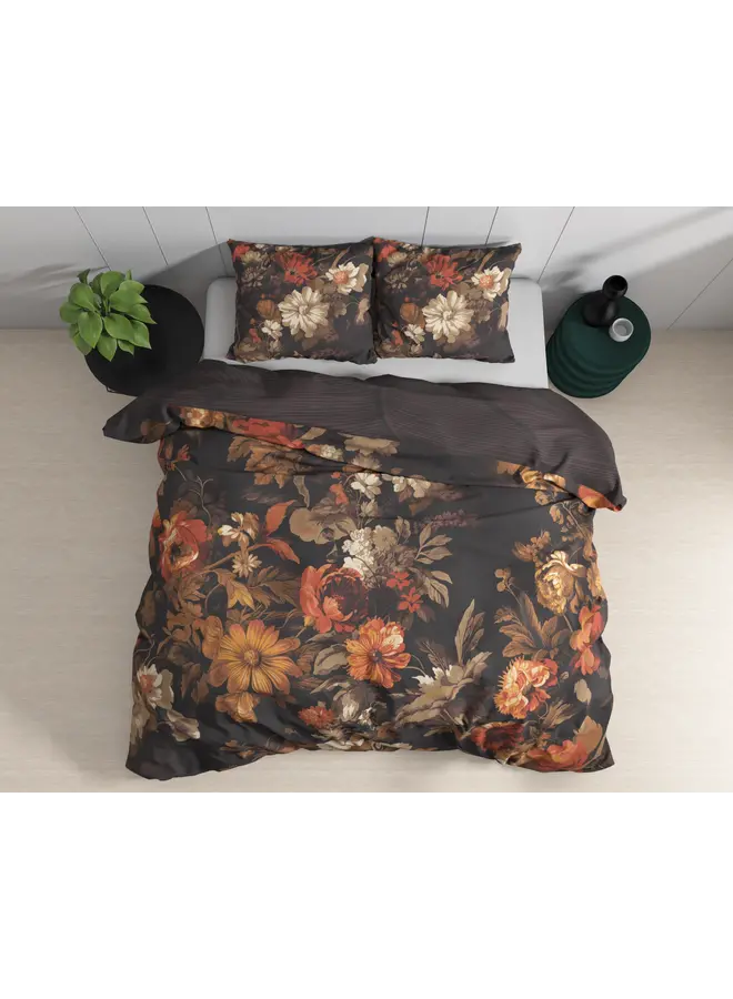 Dreamhouse Dekbedovertrek Art flowers Bruin - Katoen