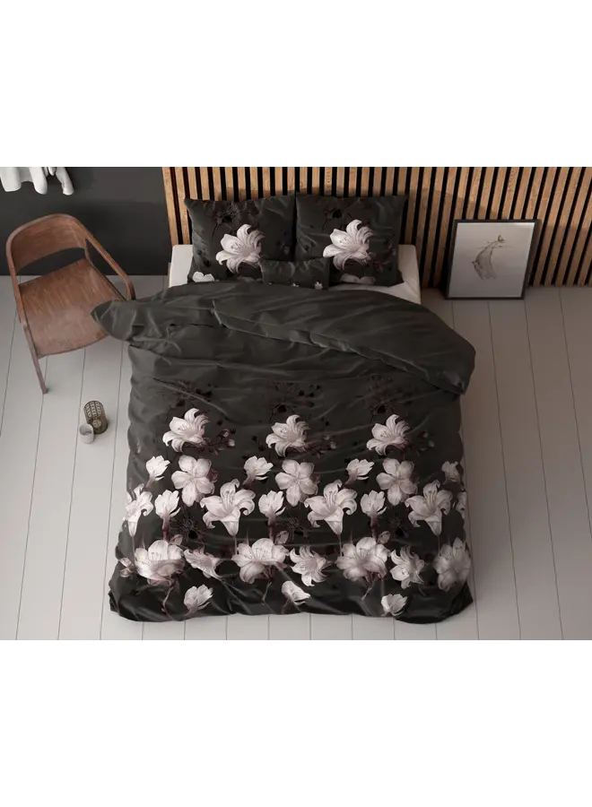 Sleeptime Dekbedovertrek Dark Flower Zwart - Blended Katoen