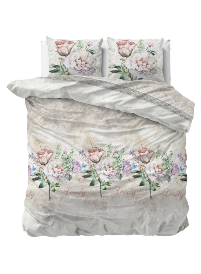 Sleeptime Dekbedovertrek Lovely Flower Beige - Blended Katoen