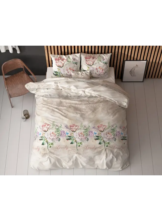 Sleeptime Dekbedovertrek Lovely Flower Beige - Blended Katoen