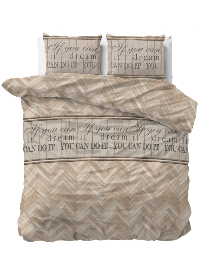 Sleeptime Dekbedovertrek Visgraat Zand - Blended Katoen