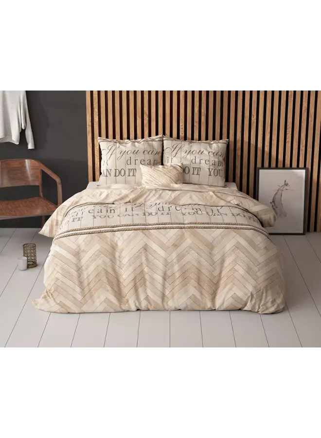 Sleeptime Dekbedovertrek Visgraat Zand - Blended Katoen