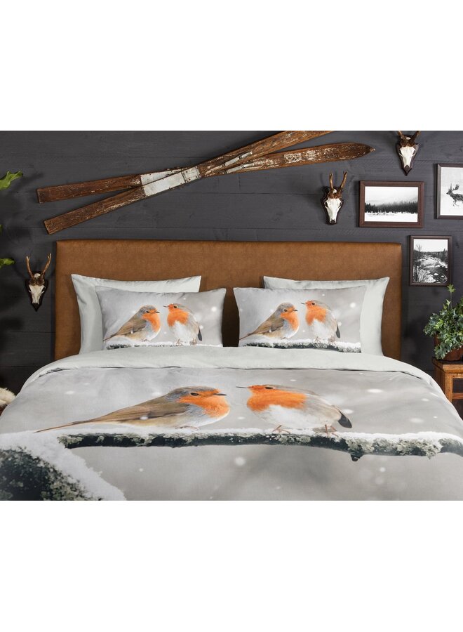 Good Morning Dekbedovertrek Greets Grijs - Flanel