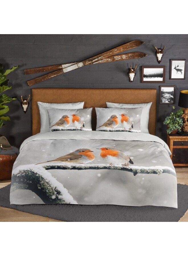 Good Morning Dekbedovertrek Greets Grijs - Flanel