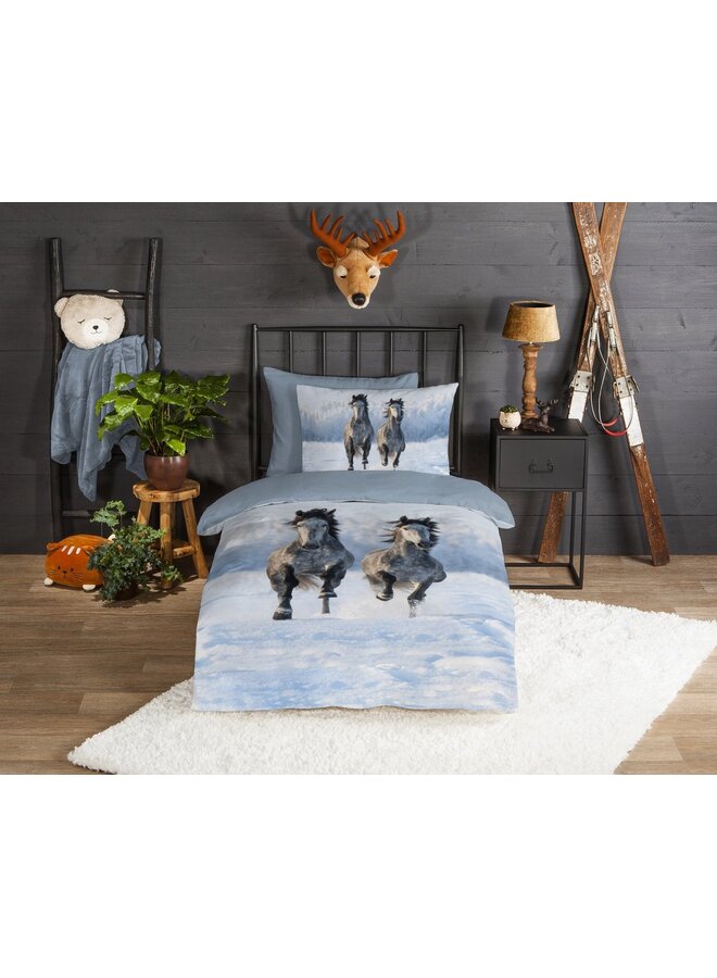 Good Morning Dekbedovertrek Kids Snowhorses Multi - Flanel