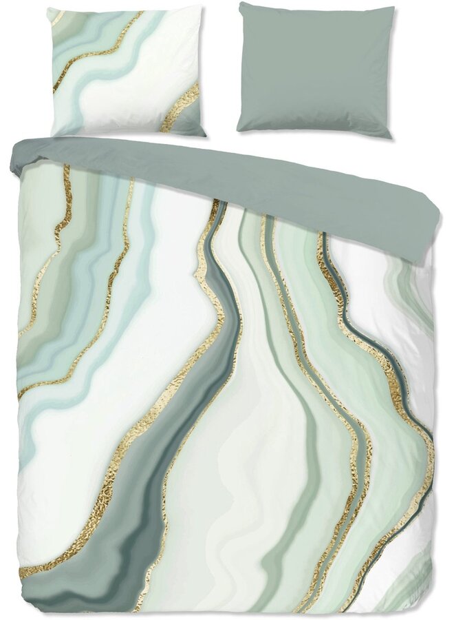 Good Morning Dekbedovertrek Quincy Groen - Katoen