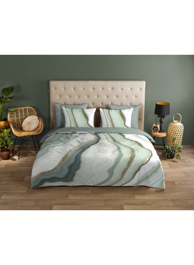 Good Morning Dekbedovertrek Quincy Groen - Katoen