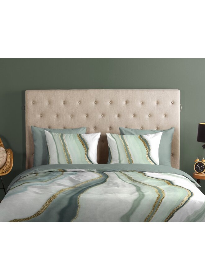 Good Morning Dekbedovertrek Quincy Groen - Katoen