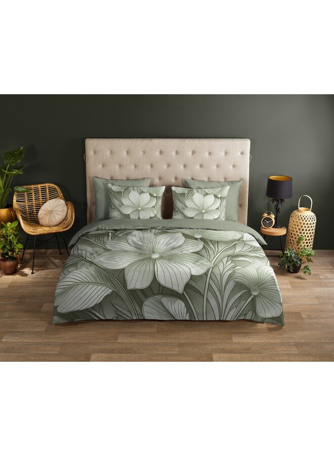 Good Morning Dekbedovertrek Artdeco Groen - Katoenroen