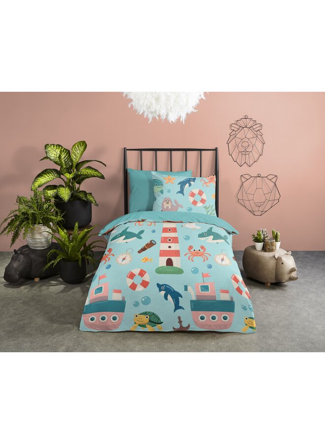 Pure Dekbedovertrek Kids Sailor Aqua - Microvezel