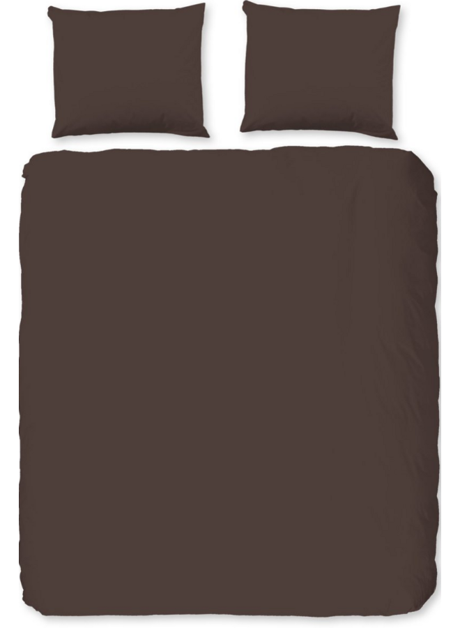 Dekbedovertrek Uni Dark Chocolade - Katoensatijn PL3