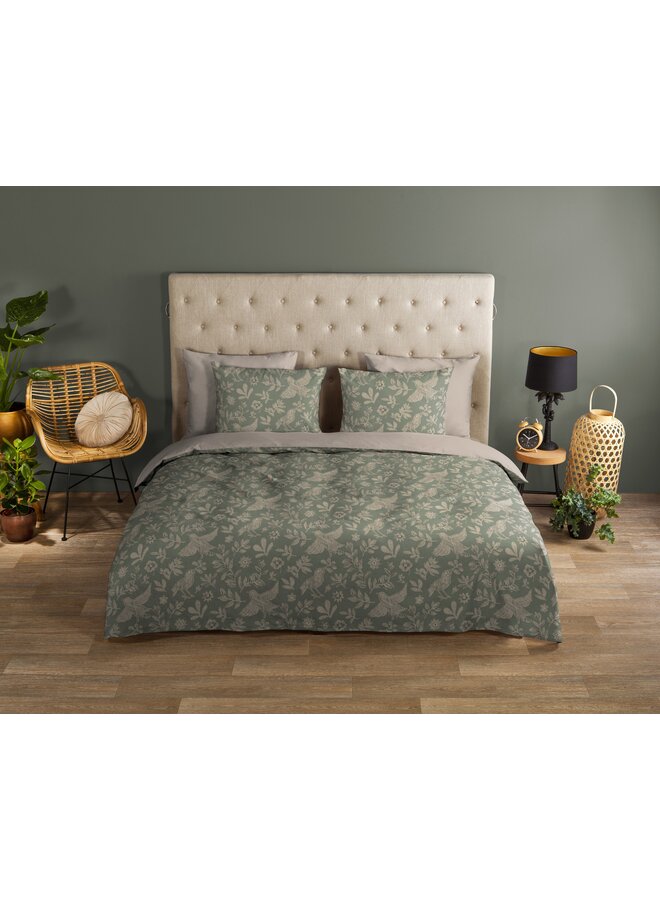 Good Morning Dekbedovertrek Odette Groen - Katoen