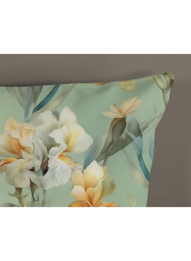 Good Morning Dekbedovertrek Iris Groen - Katoen