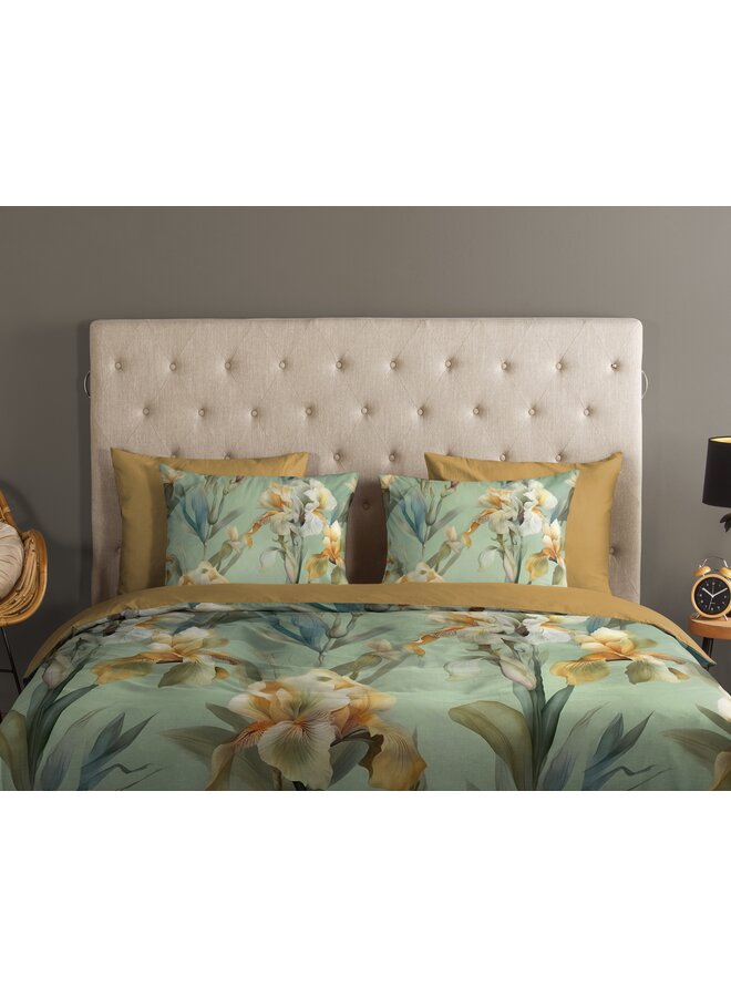 Good Morning Dekbedovertrek Iris Groen - Katoen