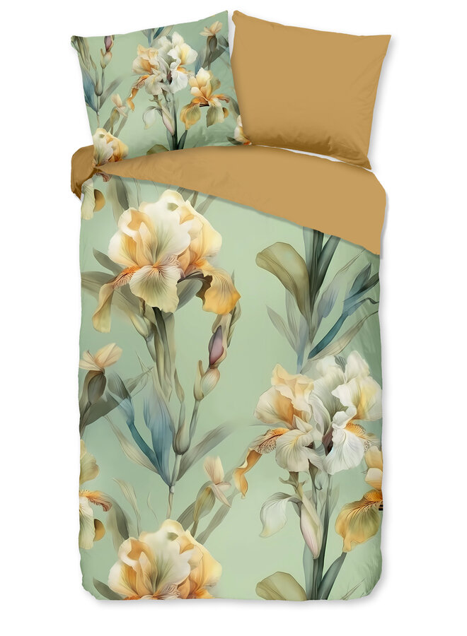 Good Morning Dekbedovertrek Iris Groen - Katoen