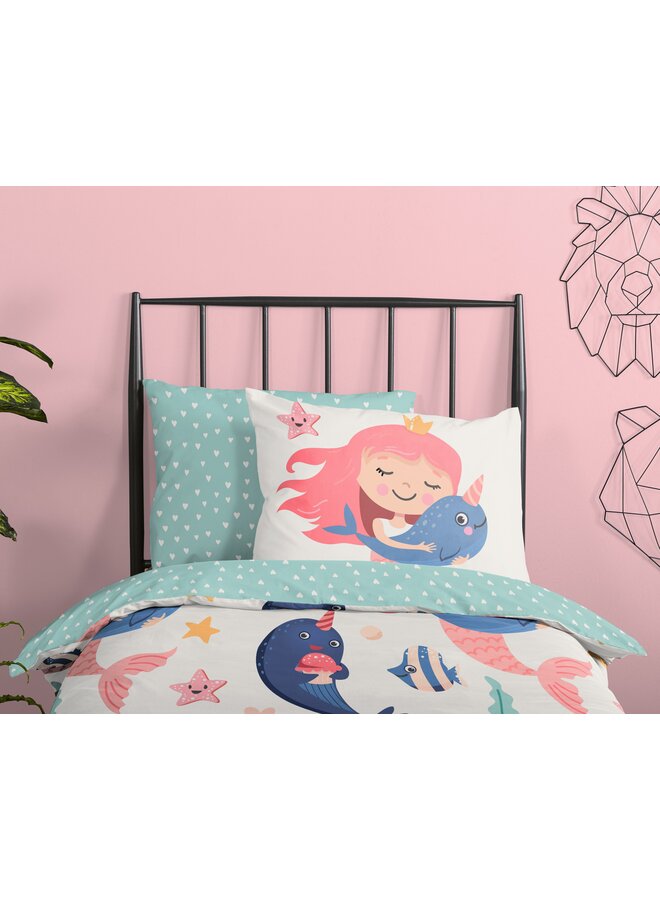 Good Morning Dekbedovertrek Kids Silvie Aqua - Katoen