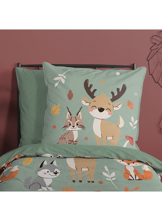 Good Morning Dekbedovertrek Kids Ville Groen - Katoen