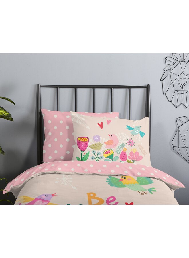 Good Morning Dekbedovertrek Kids Happily Roze - Katoen