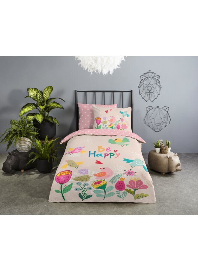 Good Morning Dekbedovertrek Kids Happily Roze - Katoen