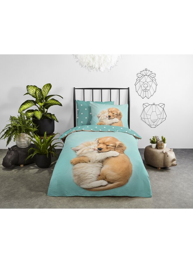 Good Morning Dekbedovertrek Kids Paxy Aqua - Katoen