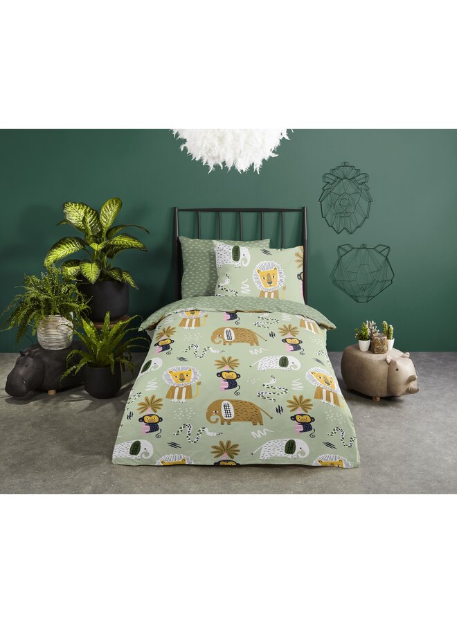 Good Morning Dekbedovertrek Kids Chuck Groen - Katoen
