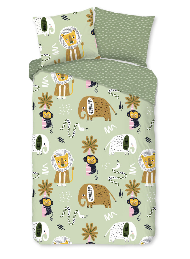 Good Morning Dekbedovertrek Kids Chuck Groen - Katoen
