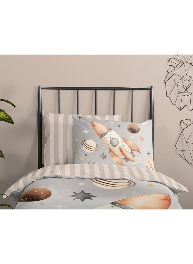 Good Morning Dekbedovertrek Kids Explore Grijs - Katoen