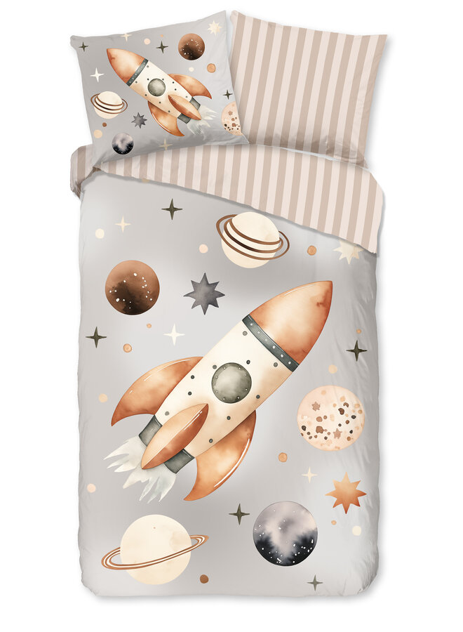 Good Morning Dekbedovertrek Kids Explore Grijs - Katoen