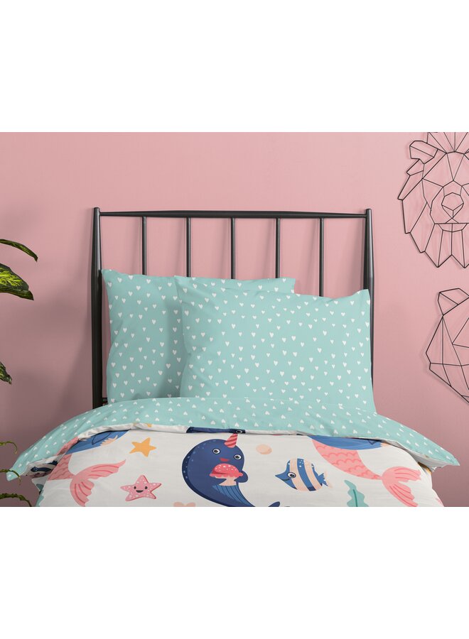 Good Morning Dekbedovertrek Kindermaat Silvie Aqua - Katoen