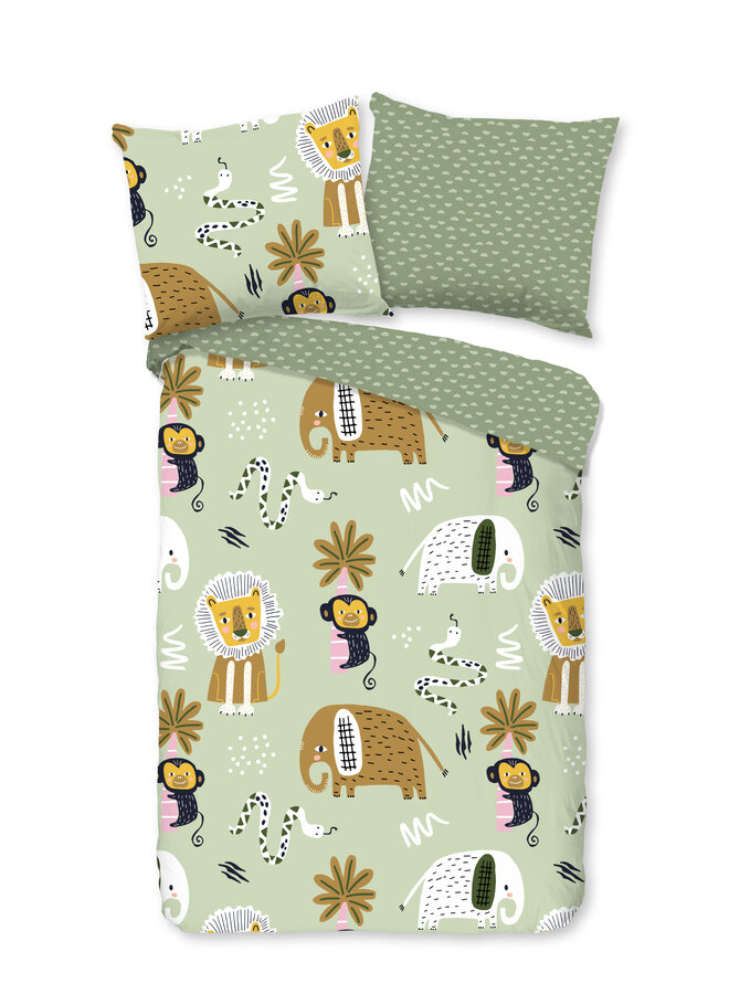Good Morning Dekbedovertrek Kindermaat Chuck Groen - Katoen