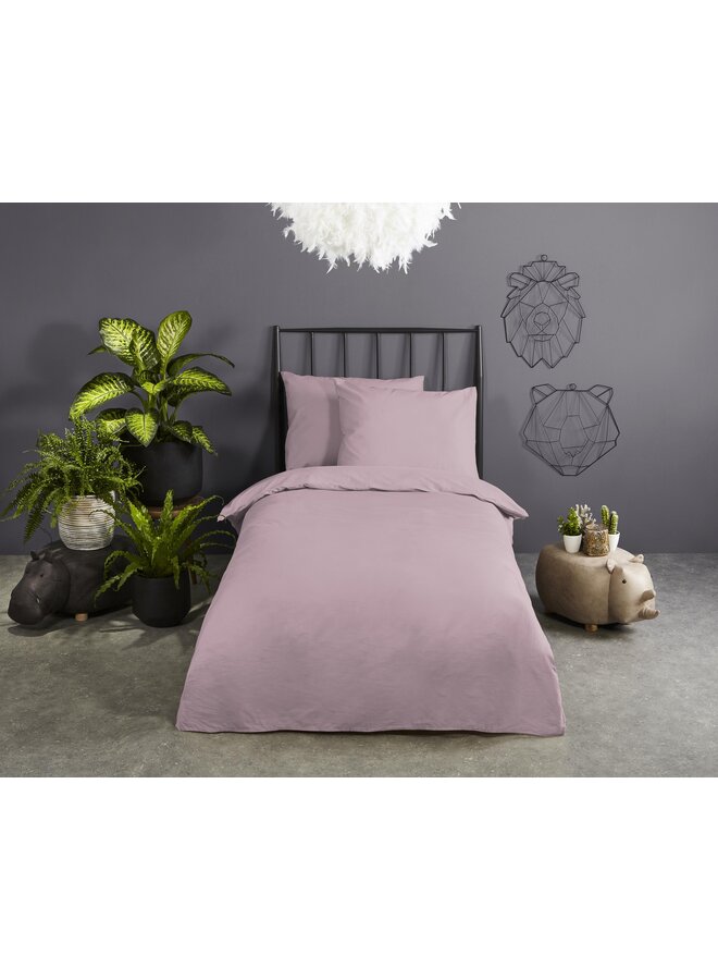 Good Morning Dekbedovertrek Kindermaat Uni Roze - Katoen