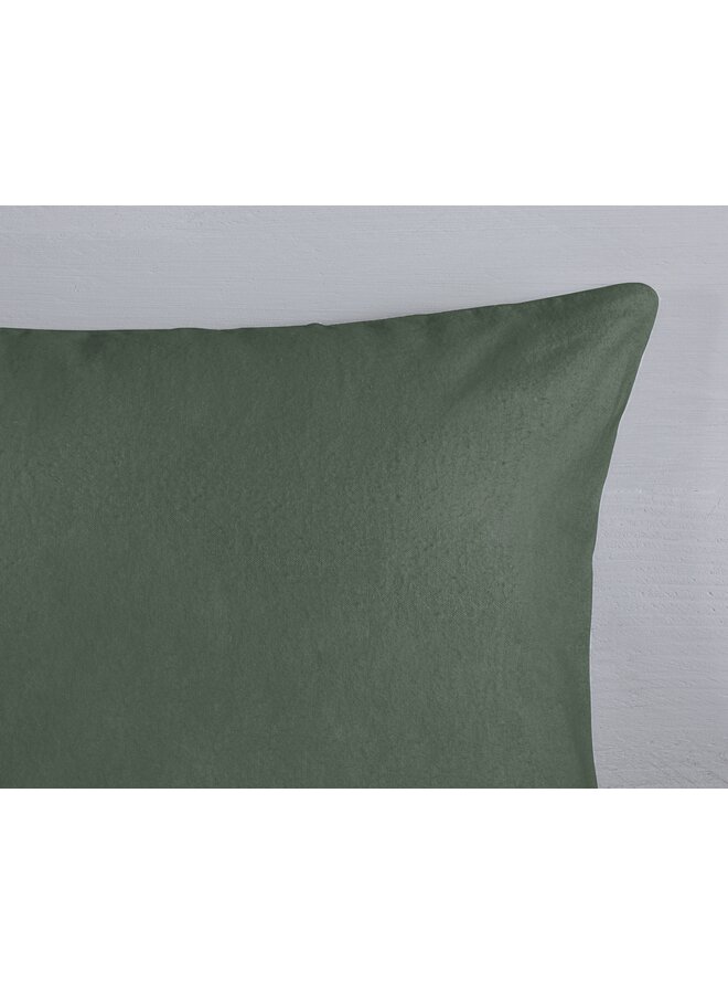 Good Morning Dekbedovertrek Uni Olijfgroen - Flanel