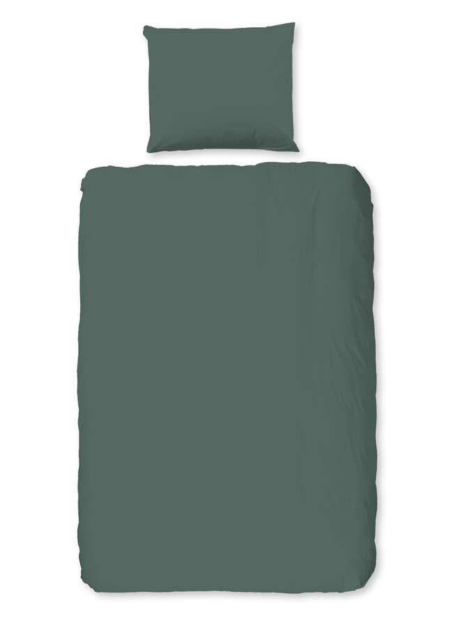 Good Morning Dekbedovertrek Uni Olijfgroen - Flanel