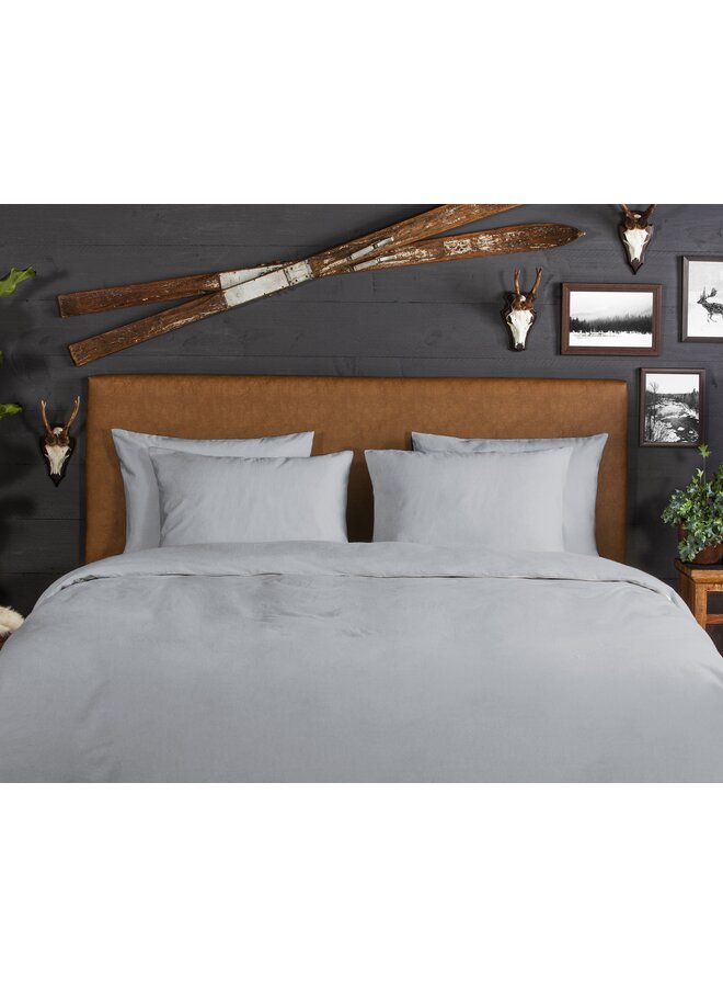 Good Morning Dekbedovertrek Uni Grijs - Flanel