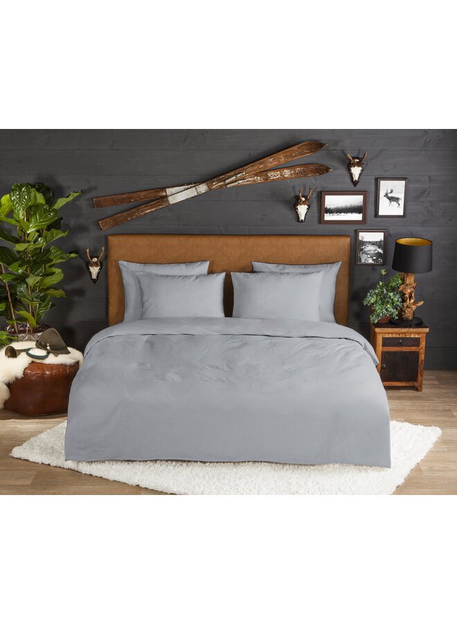 Good Morning Dekbedovertrek Uni Grijs - Flanel