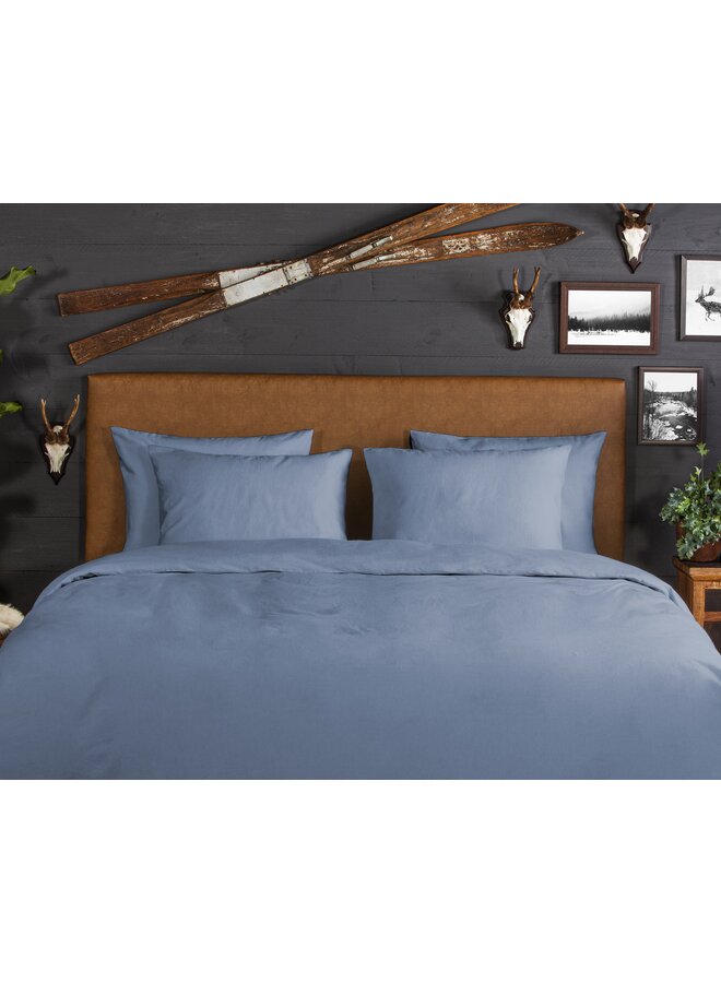 Good Morning Dekbedovertrek Uni Blauw - Flanel