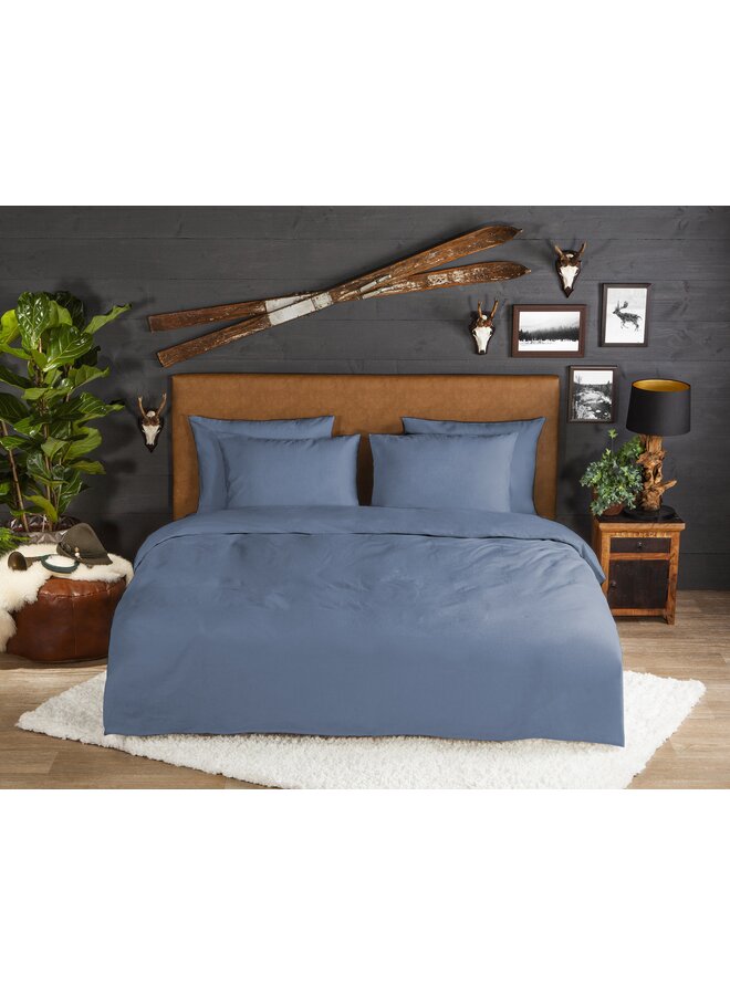 Good Morning Dekbedovertrek Uni Blauw - Flanel