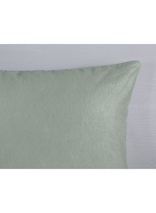 Good Morning Dekbedovertrek Uni Groen - Flanel