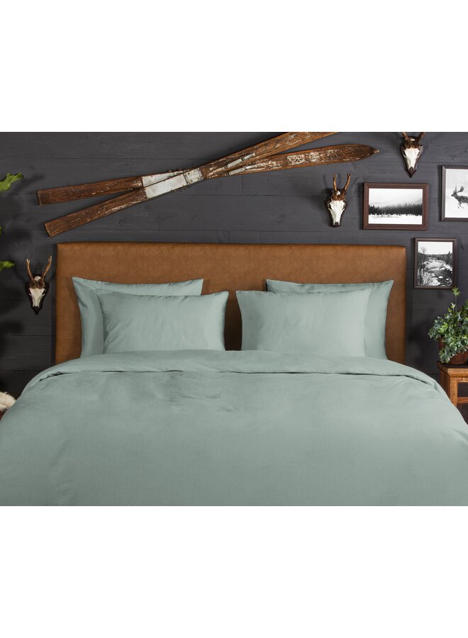 Good Morning Dekbedovertrek Uni Groen - Flanel