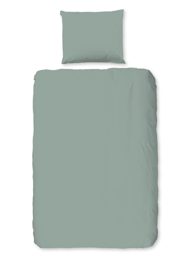 Good Morning Dekbedovertrek Uni Groen - Flanel