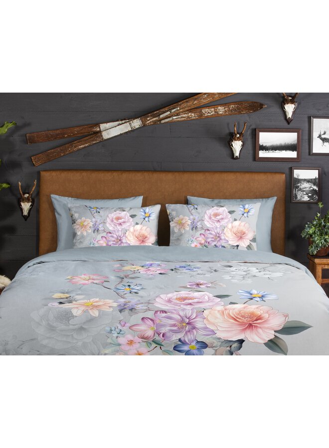 Good Morning Dekbedovertrek Elena Grijs - Flanel