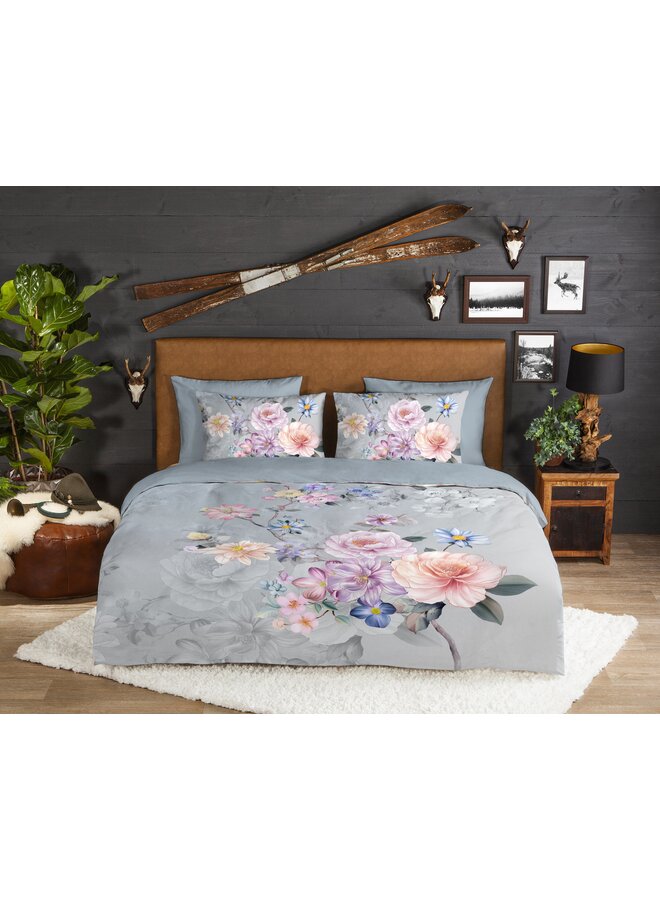 Good Morning Dekbedovertrek Elena Grijs - Flanel