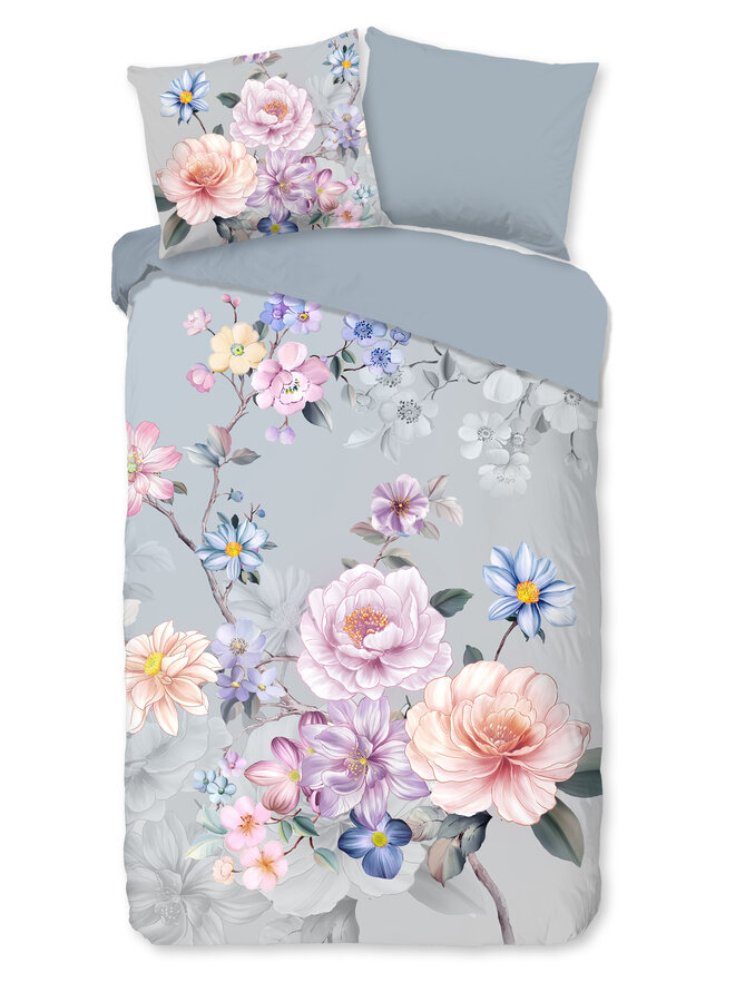 Good Morning Dekbedovertrek Elena Grijs - Flanel