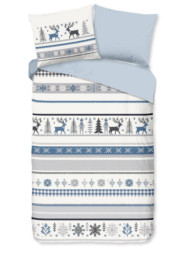 Good Morning Dekbedovertrek Aila Blauw - Flanel