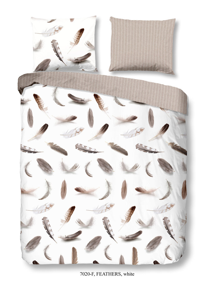 Dekbedovertrek Feathers Wit - Flanel