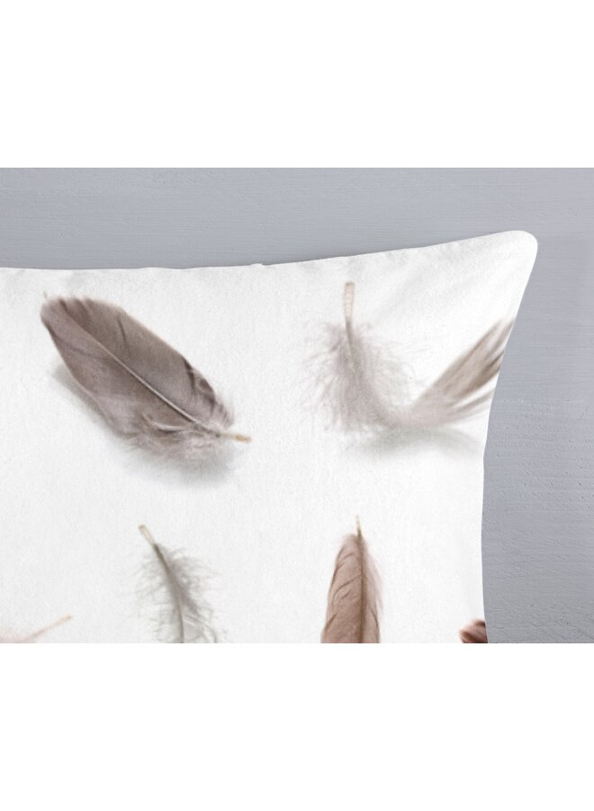 Good Morning Dekbedovertrek Feathers Wit - Flanel