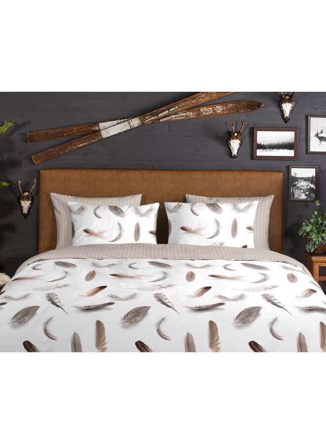 Good Morning Dekbedovertrek Feathers Wit - Flanel