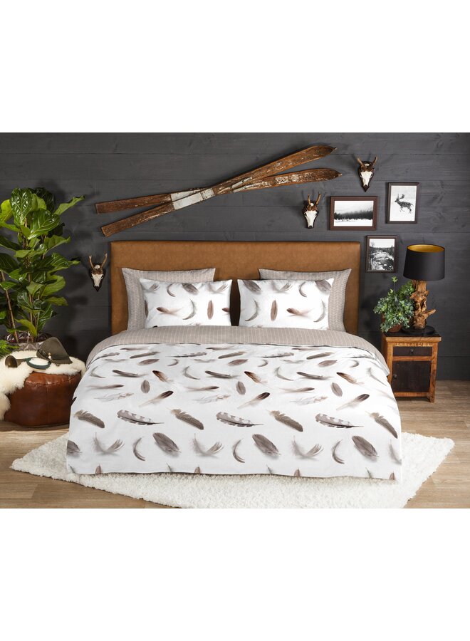 Good Morning Dekbedovertrek Feathers Wit - Flanel